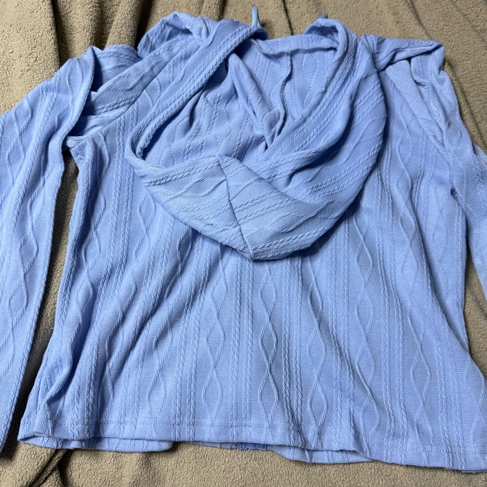 NWT SHEIN light blue, textured, full-zip hooded sweatshirt XL - Picture 3 of 4